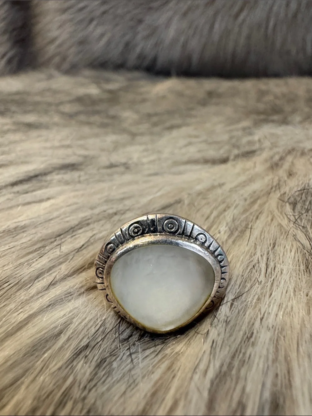 Silver Ring with Mother of Pearl Cabochon